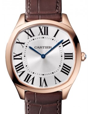 Cartier Drive De Cartier Extra-Flat Manual Winding Large Rose Gold Silver Dial Alligator Leather Strap WGNM0006 - BRAND NEW