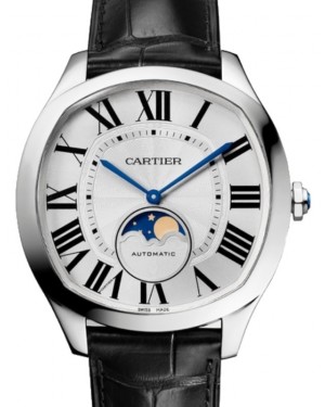 Cartier Drive de Cartier Moon Phases Men's Watch Automatic Large Stainless Steel Silver Dial Alligator Leather Strap WSNM0017 - BRAND NEW