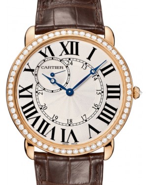 Cartier Ronde Louis Cartier Manual Winding Extra-Large Rose Gold Diamond Bezel 42mm Silver Dial Alligator Leather Strap WR007001 - BRAND NEW
