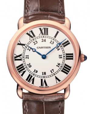Cartier Ronde Louis Cartier Manual Winding Rose Gold 36mm Silver Dial Alligator Leather Strap W6800251 - BRAND NEW