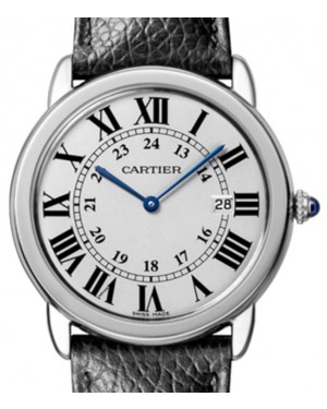 Cartier Ronde Solo de Cartier Quartz Stainless Steel 36mm Silver Dial Leather Strap WSRN0029 - BRAND NEW
