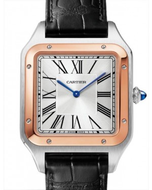 Cartier Santos-Dumont Extra Large Steel/Rose Gold Silver Dial W2SA0017