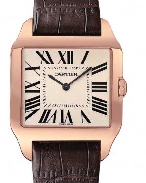 Cartier Santos-Dumont Large Rose Gold Gray Dial Leather Strap W2006951 - BRAND NEW