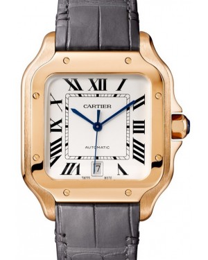 Cartier Santos Rose Gold White Dial Rose Gold Bezel Leather Strap 39.8mm WGSA0011 - BRAND NEW
