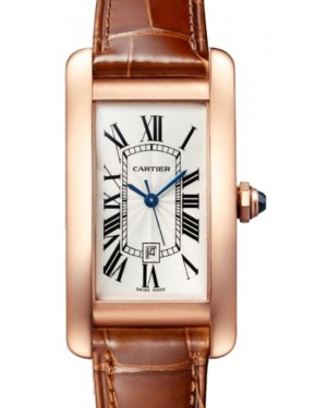 Cartier Tank Américaine Automatic Medium Rose Gold Silver Dial Alligator Leather Strap W2620030 - BRAND NEW