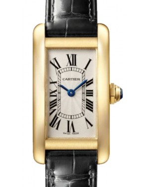 Cartier Tank Américaine Ladies Watch Small Quartz Yellow Gold Silver Dial Leather Strap WGTA0039 - BRAND NEW