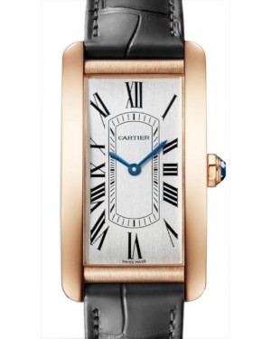 Cartier Tank Américaine Large Rose Gold Silver Dial Leather Strap WGTA0134 - BRAND NEW