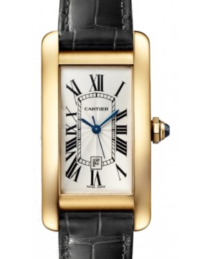 Cartier Tank Americaine Medium Automatic Yellow Gold Silver Dial Alligator Leather Strap WGTA0040 - BRAND NEW