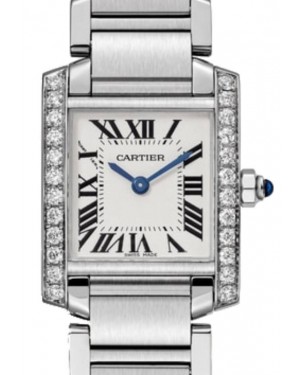 Cartier Tank Francaise Ladies Watch Small Quartz Stainless Steel Diamond Bezel Silver Dial Bracelet W4TA0010 - BRAND NEW