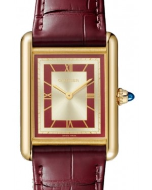 Cartier Tank Louis Cartier Ladies Watch Large Manual Winding Yellow Gold Red and Opaline Dial Alligator Leather Strap WGTA0059 - BRAND NEW