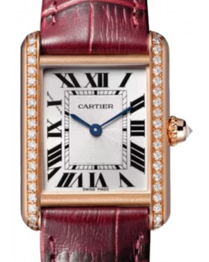 Cartier Tank Louis Cartier Small Manual Winding Rose Gold/Diamonds Silver Dial Leather Strap WJTA0037 - BRAND NEW