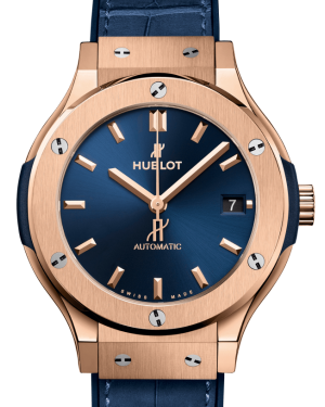 Hublot Classic Fusion King Gold Blue 38mm Dial Rubber Leather Strap Automatic 565.OX.7180.LR - BRAND NEW