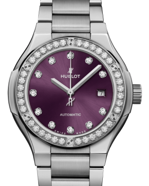 Hublot Classic Fusion Titanium Diamonds Purple 33mm Dial Bezel & Bracelet 585.NX.897V.NX.1204 - BRAND NEW