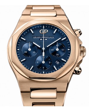 Girard Perregaux Laureato Chronograph 42mm Pink Rose Gold Blue Dial 81020-52-432-52A