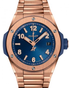 Hublot Big Bang 3-Hands Integrated Time Only King Gold Blue Dial 38mm 457.OX.7180.OX