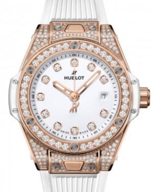 Hublot Big Bang 3-Hands One Click King Gold White Pave 33mm 485.OE.2210.RW.1604 - BRAND NEW