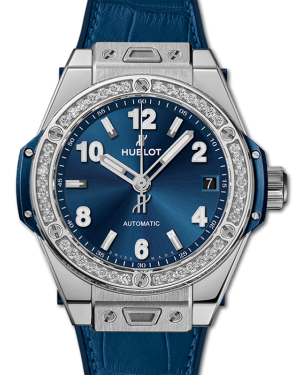 Hublot Big Bang One Click 3-Hands Steel Blue Diamonds 39mm Blue Dial Rubber and Alligator Leather Straps 465.SX.7170.LR.1204 - BRAND NEW