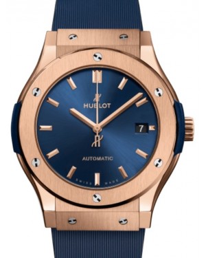 Hublot Classic Fusion 3-Hands King Gold Blue 45mm Blue Dial Rubber Strap 511.OX.7180.RX - BRAND NEW