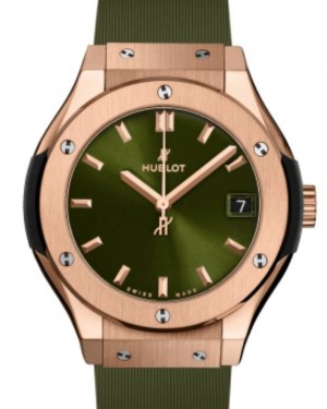 Hublot Classic Fusion 3-Hands King Gold Green 33mm 581.OX.8980.RX - BRAND NEW