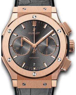 Hublot Classic Fusion Chronograph King Gold Racing Grey Dial Rose Gold Bezel Leather Strap 45mm 521.OX.7081.LR - BRAND NEW