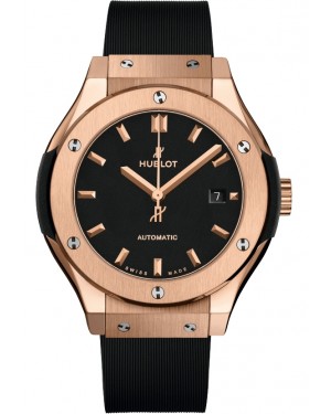 Hublot Classic Fusion King Gold Rose Black 33mm Dial Rubber Leather Strap Automatic 582.OX.1180.RX - BRAND NEW