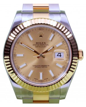 Rolex Datejust II 116333 Men's 41mm Champagne Index 18k Yellow Gold Stainless Steel BRAND NEW