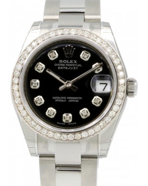 Rolex Datejust 31 Lady Midsize Stainless Steel Black Diamond Dial & Bezel Oyster Bracelet 278240 - BRAND NEW