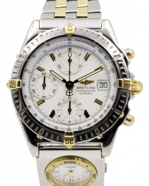 Breitling Chronomat B13352 White Index 18k Yellow Gold Stainless Steel Automatic Chronograph