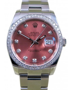 Rolex Datejust 36 White Gold/Steel Pink Custom Diamond Dial & Bezel Oyster Bracelet 126200 (126284RBR)