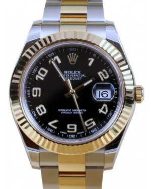Rolex Datejust II 116333 Arabic Black 18k Gold Mens 41mm
