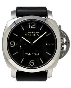 Panerai PAM 312 Luminor Marina Black 1950's Case 44mm Stainless Steel Leather PRE-OWNED