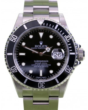 Rolex Submariner 16610 Black 40mm Stainless Steel Inscribed Rehaut - PRE-OWNED