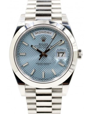 Rolex Day-Date 40 President Platinum Ice Blue Dial 228206 - PRE-OWNED