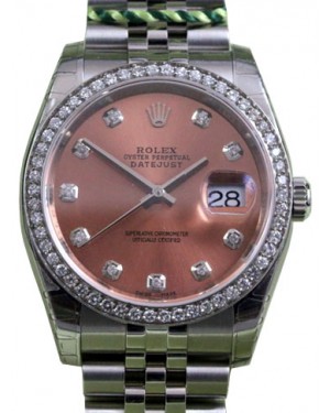  Rolex Datejust 36 White Gold/Steel Pink Custom Diamond Dial & Bezel Jubilee Bracelet 126200 (126284RBR)