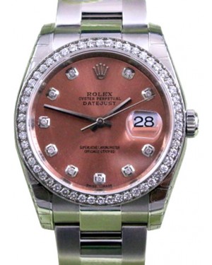  Rolex Datejust 36 White Gold/Steel Pink Custom Diamond Dial & Bezel Oyster Bracelet 126200 (126284RBR)