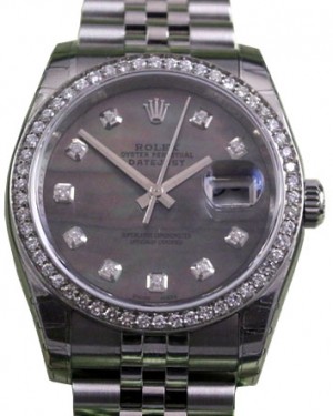  Rolex Datejust 36 White Gold/Steel Black Custom Diamond Dial & Bezel Jubilee Bracelet 126200 (126284RBR) - BRAND NEW