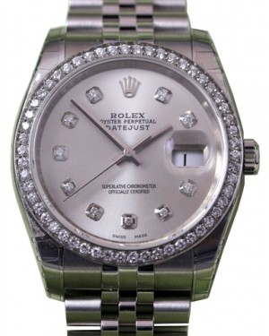 Rolex Datejust 36 White Gold/Steel Silver Custom Diamond Dial & Bezel Jubilee Bracelet 126200 (126284RBR) -  BRAND NEW
