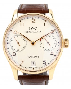 IWC Portuguese Automatic IW500113 Silver Arabic Rose Gold 7 Days Power Reserve 42.3mm PRE-OWNED