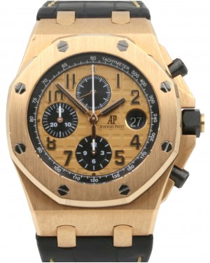 Audemars Piguet Royal Oak Offshore Chronograph Rose Gold 42mm Champagne Leather 26470OR.OO.A002CR.01 PRE-OWNED