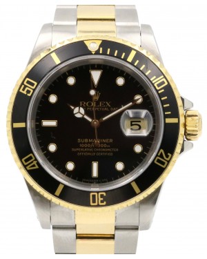 Rolex Submariner Yellow Gold & Stainless Steel Black 40mm Dial Oyster Bracelet 16613 - PRE-OWNED