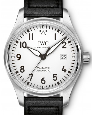 IWC Schaffhausen IW327002 Pilot's Watch Mark Xviii White Arabic Stainless Steel Black Leather 40mm Automatic