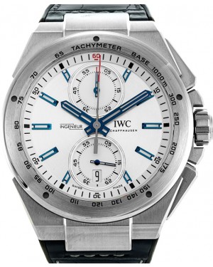 IWC Schaffhausen IW378509 Ingenieur Chronograph Racer Silver Plated Index Stainless Steel Blue Rubber Leather Inlay 45mm Automatic