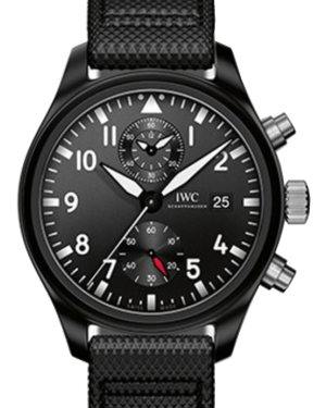 IWC Schaffhausen IW389001 Pilot's Watch Chronograph Top Gun Black Arabic Ceramic Black Leather 44mm Automatic