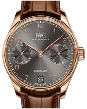 IWC Schaffhausen IW500702 Portugieser Automatic Ardoise Arabic Red Gold Brown Leather 42.3mm Automatic