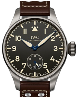 IWC Schaffhausen IW510301 Big Pilot’s Heritage Watch 48 Black Arabic Titanium Brown Leather 48mm Automatic