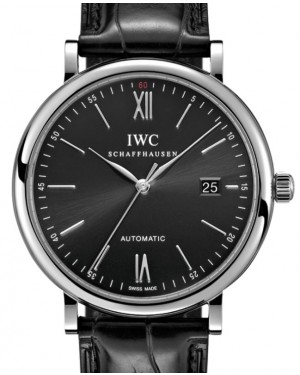 IWC Portofino Automatic Stainless Steel Black Dial 40mm Leather Strap IW356502
