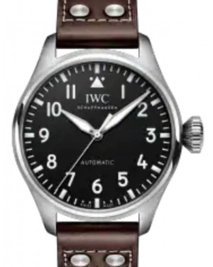 IWC Big Pilot's Watch 43 Stainless Steel Black Dial Brown Leather Strap IW329301