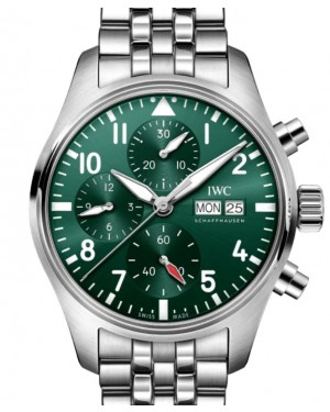 IWC Pilot's Watch Chronograph Stainless Steel 41mm Green Dial Bracelet IW388104