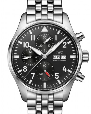 IWC Pilot's Watch Chronograph Stainless Steel 43mm Black Dial Bracelet IW378002