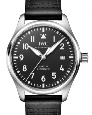 IWC Pilot's Watch Mark XX Stainless Steel 40mm Black Dial Leather Strap IW328201